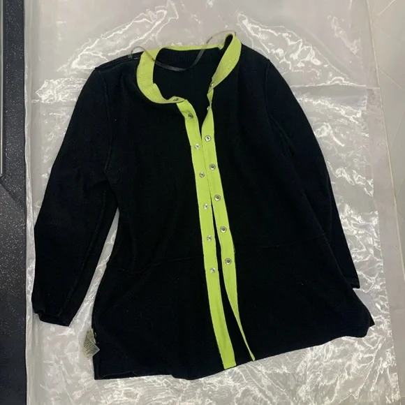 VTG Bianca Nygard Petite With Lime Trim Cotton Blend Cardigan - Picture 10 of 11